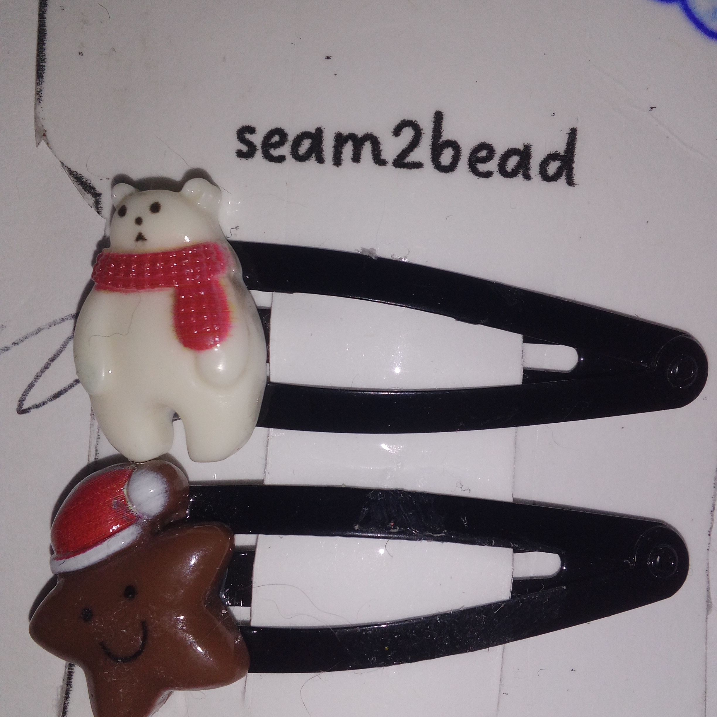Cute Holiday Hair Clips With Bear And Gingerbread